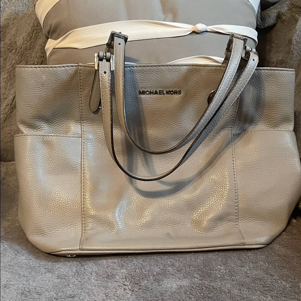 Michael Kors Light Gray Leather Tote